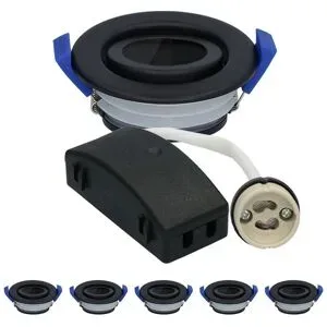 HOFTRONIC 6er Set Peru LED Einbaustrahler - Schwenkbar Armatur - Durchmesser 85mm - GU10 Fassung - IP65 für Bad und Außenbereich - Rund - Schwarz