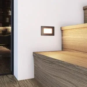 HOFTRONIC Dillon LED-Wandeinbauleuchte Schwarz - 3 Watt 340 Lumen - 3000K warmweiß - IP54 - Einbaustrahler rechteckig - Gartenbeleuchtung - Treppenbeleuchtung