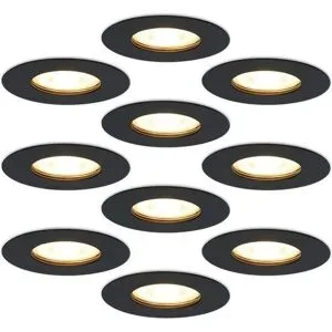 HOFTRONIC 10x Bari Einbaustrahler - 4 Watt 345 Lumen - 2700K warmweiß - Dimmbar - IP65 - Schwarz - für Innen und Außen - GU10 Fassung