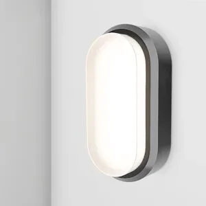 HOFTRONIC C-Series - LED Kellerlampe - Ovalleuchte - Deckenleuchte - Feuchtraumleuchte Wandleuchte - Schwarz - IP54 - 12W 1160lm - 4000K neutralweiß licht - für den Innen- und Außenbereich