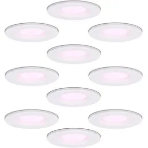 HOFTRONIC SMART 10er Set Venezia Smart Einbaustrahler - IP65 wasserdicht - 6W 450lm - Wifi + Bluetooth - RGBWW - Google Home, Amazon Alexa und Siri - Weiß - Deckenspots
