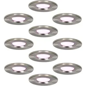 HOFTRONIC SMART Set mit 10 Venezia Smart Einbaustrahler - IP65 wasserdicht - 6W 450lm - Wifi + Bluetooth - RGBWW - Google Home, Amazon Alexa und Siri - Edelstahl - Deckenspots