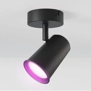 HOFTRONIC SMART Riga - LED smart Deckenleuchte - 5 Watt 400 Lumen - Schwenkbar - RGBWW - GU10 - WiFi + Bluetooth - Google Home, Amazon Alexa und Siri - IP20 für Innenbereich - Schwarz