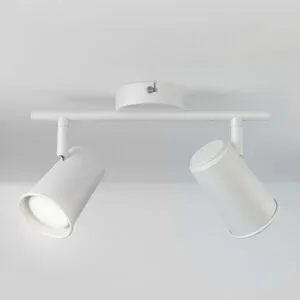 HOFTRONIC Riga - LED Deckenleuchte - 2 Flammig - 8 Watt 690 Lumen - Schwenkbar - 6500K tageslichtweiß - GU10 - Dimmable - IP20 für Innenbereich - Weiß