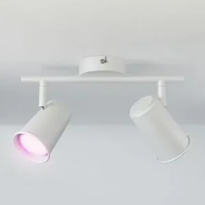 HOFTRONIC SMART Riga - LED smart Deckenleuchte - 2 Flammig - 10 Watt 800 Lumen - Schwenkbar - RGBWW - GU10 - Wifi + Bluetooth - Google Home, Amazon Alexa und Siri - IP20 für Innenbereich - Weiß
