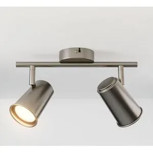 HOFTRONIC Riga - LED Deckenleuchte - 2 Flammig - 8 watt 690 lumen - Schwenkbar - 2700K warmweiß - GU10 - Dimmable - IP20 für Innenbereich - Edelstahl
