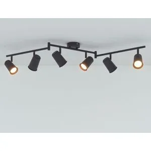 HOFTRONIC Riga - LED Deckenleuchte - 6 Flammig - 24 Watt 2070 lumen - Schwenkbar - 2700K warmweiß - GU10 - Dimmbar - IP20 für Innenbereich - Schwarz