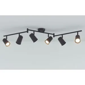 HOFTRONIC Riga - LED Deckenleuchte - 6 Flammig - 24 Watt 2070 Lumen - Schwenkbar - 4000K neutralweiß - GU10 - Dimmbar - IP20 für Innenbereich - Schwarz