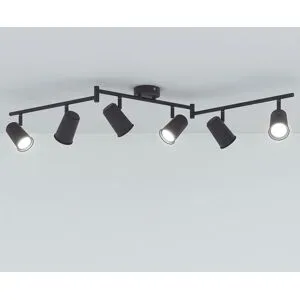 HOFTRONIC Riga - LED Deckenleuchte - 6 Flammig - 24 Watt 2345 Lumen - Schwenkbar - 6500K tageslichtweiß - GU10 - Dimmbar - IP20 für Innenbereich - Schwarz