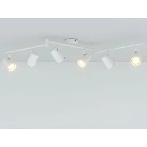 HOFTRONIC Riga - LED Deckenleuchte - 6 Flammig - 30 Watt 2345 lumen - Schwenkbar - 2700K warmweiß - GU10 - Dimmbar - IP20 für Innenbereich - Weiß