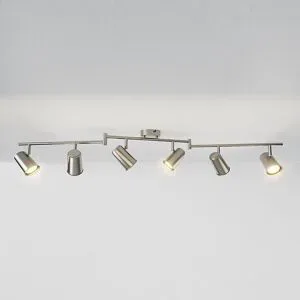 HOFTRONIC Riga - LED Deckenleuchte - 6 Flammig - 30 Watt 2345 lumen - Schwenkbar - 2700K warmweiß - GU10 - Dimmbar - IP20 für Innenbereich - Edelstahl