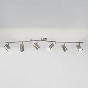 HOFTRONIC Riga - LED Deckenleuchte - 6 Flammig - 24 Watt 2070 Lumen - Schwenkbar - 4000K neutralweiß - GU10 - Dimmbar - IP20 für Innenbereich - Edelstahl