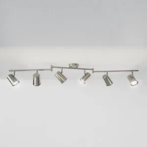HOFTRONIC Riga - LED Deckenleuchte - 6 Flammig - 24 Watt 2345 Lumen - Schwenkbar - 6500K tageslichtweiß - GU10 - Dimmbar - IP20 für Innenbereich - Edelstahl