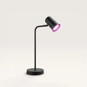 HOFTRONIC SMART Riga - Smart LED Tischlampe - 5,5 Watt 345 Lumen - RGBWW - Kippbar und Drehbar - GU10 - Wifi + Bluetooth - Schreibtischlampe - Google Home, Amazon Alexa und Siri - IP20 für den Innenbereich - Schwarz