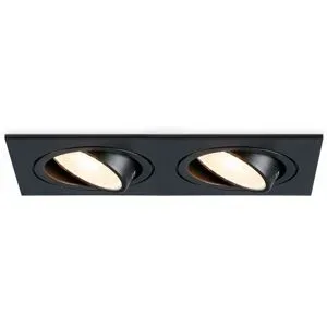 HOFTRONIC Mallorca - LED Einbaustrahler - Schwenkbar - 8 watt 690 lumen - 2700K warmweiß - Doppelt - GU10 - Dimmbar - Rechteckig - IP20 für Innenbereich - Schwarz