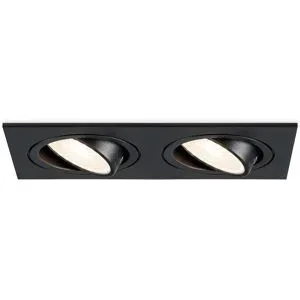 HOFTRONIC Mallorca - LED Einbaustrahler - Schwenkbar - 8 Watt 690 Lumen - 4000K neutralweiß - Doppelt - GU10 - Dimmbar - Rechteckig - IP20 für Innenbereich - Schwarz