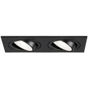 HOFTRONIC Mallorca - LED Einbaustrahler - Schwenkbar - 8 Watt 690 Lumen - 6500K tageslichtweiß - Doppelt - GU10 - Dimmbar - Rechteckig - IP20 für Innenbereich - Schwarz