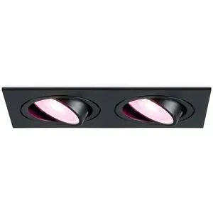 HOFTRONIC SMART Mallorca - LED Einbaustrahler - Schwenkbar - 11 Watt 690 Lumen - Wifi + Bluetooth - RGBWW - Doppelt - GU10 - Google Home, Amazon Alexa und Siri - Rechteckig - IP20 für Innenbereich - Schwarz