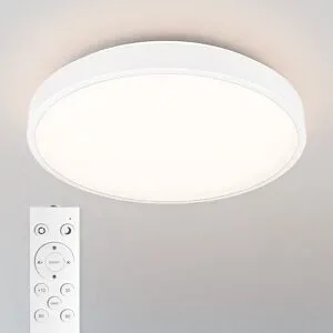 HOFTRONIC LED-Deckenleuchte weiß - IP44 wasserdicht - 24W 2600 Lumen (108lm/w) - CCT-Lichtfarbe einstellbar (3000K, 4000K & 6500K) - Inkl. Fernbedienung - Ø35 cm - LED- Deckenlampe