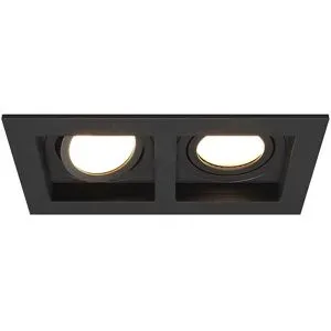 HOFTRONIC Fresno Doppel-Einbaustrahler - Rechteck - 2x GU10 - 4000K neutralweiß - 8 Watt 690 Lumen - Schwenkbar - IP20 staubdicht- Schwarz