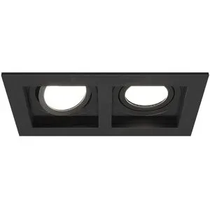 HOFTRONIC Fresno Doppel-Einbaustrahler - Rechteck - 2x GU10 - 6500K tageslichtweiß - 8 Watt 690 Lumen - Schwenkbar - IP20 staubdicht- Schwarz