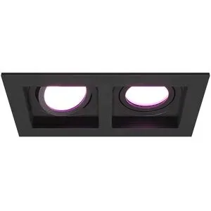 HOFTRONIC SMART Fresno Double Einbaustrahler - Rechteck - 2x GU10 - RGBWW 16,5 Millionen Farben - 11 Watt 690 Lumen - Schwenkbar - IP20 staubdicht- Schwarz