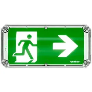 HOFTRONIC Robus - LED Notbeleuchtung mit Batterie - IK10 Bulkhead - IP66 wasserdicht - 4,2 Watt 300 Lumen - 3 Stunden Notstrombatterie - Inkl. Piktogramm zur Fluchtweganzeige