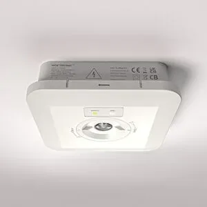 HOFTRONIC Fuga - LED Aufbaustrahler Quadratische Notbeleuchtung Weiß - 3 Watt 280 Lumen - Austauschbare Linse - IP65 wasserdicht - 3-Stunden (3300 mAh) Akku - 6500K tageslichtweiß - Autotestfunktion