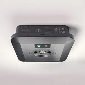 HOFTRONIC Fuga - LED- Aufbaustrahler Quadratische Notbeleuchtung Schwarz - 3 Watt 280 Lumen - Wechselobjektiv - IP65 wasserdicht - 3-Stunden-Notfall-Akku (3300mAh)- 6500K Tageslichtweiß
