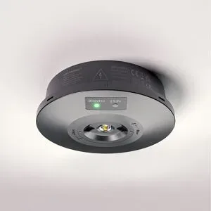 HOFTRONIC Fuga - LED Aufbaustrahler Rund Notbeleuchtung Schwarz - 3 Watt 280 Lumen - Wechselobjektiv - IP65 wasserdicht - 3-Stunden-Notfall-Akku (3300 mAh) - 6500K tageslichtweiß - Autotestfunktion