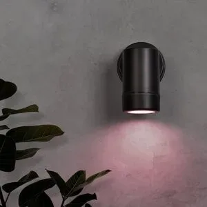 HOFTRONIC Otey - Smart LED Wandlampe Schwarz - Downlight - GU10 5,5 Watt 345 Lumen - RGB WW - Wifi/Bluetooth - IP44 wasserdicht - Für innen & außen - Wandstrahler - Polycarbonat