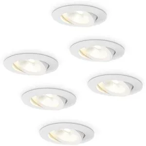HOFTRONIC 6x Lugo LED Einbaustrahler - Weiß - Dimmbar - 5 Watt 450 Lumen - 2700K Warmweißes Licht - Schwenkbar - IP54 - Für Innen & Außen