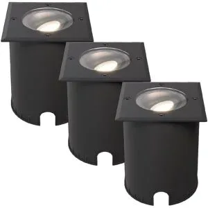 HOFTRONIC 3er Set Cody LED Bodeneinbaustrahler Schwarz - GU10 4,5 Watt 345 Lumen dimmbar - 4000K neutralweiß - Schwenkbar - Befahrbar - quadratisch - IP67 wasserdicht