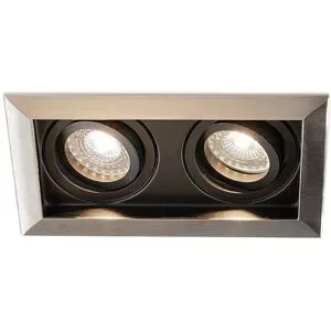 HOFTRONIC Durham - LED Einbaustrahler - Schwenkbar - 8 Watt 690 Lumen - 4000K neutralweiß - Doppelt - GU10 - Dimmbar - Rechteckig - IP20 für Innenbereich - Edelstahl
