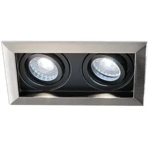 HOFTRONIC Durham - LED Einbaustrahler - Schwenkbar - 8 Watt 690 Lumen - 6500K tageslichtweiß - Doppelt - GU10 - Dimmbar - Rechteckig - IP20 für Innenbereich - Edelstahl