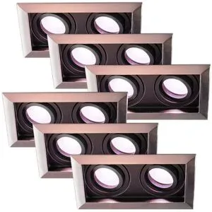 HOFTRONIC SMART 6er-Set Durham Smart Home Einbaustrahler Doppel Edelstahl - GU10 4,5 Watt 350 lumen - RGB + WW - Wifi + BLE - Schwenkbar - IP20 für Innen - Rechteckig