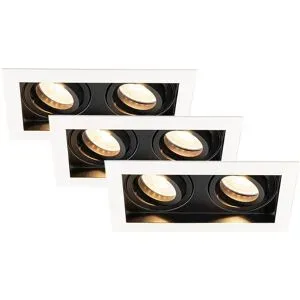 HOFTRONIC 3er-Set Durham - LED Einbaustrahler - Schwenkbar - 4 Watt 345 lumen - 2700K warmweiß - GU10 - Dimmbar - Viereckig - IP20 für Innenbereich - Weiß/Schwarz