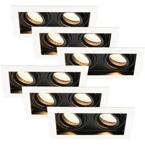 HOFTRONIC 6er-Set Durham - LED Einbaustrahler - Schwenkbar - 4 Watt 345 lumen - 2700K warmweiß - GU10 - Dimmbar - Viereckig - IP20 für Innenbereich - Weiß/Schwarz