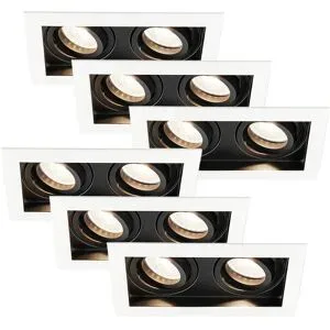 HOFTRONIC 6er-Set Durham - LED Einbaustrahler - Schwenkbar - 4 Watt 345 Lumen - 4000K neutralweiß - GU10 - Dimmbar - Viereckig - IP20 für Innenbereich - Weiß/Schwarz