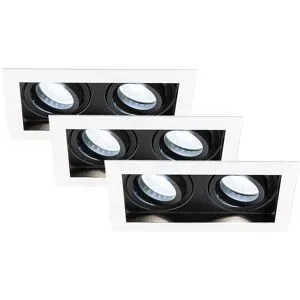 HOFTRONIC 3er-Set Durham - LED Einbaustrahler - Schwenkbar - 4 Watt 345 Lumen - 6500K tageslichtweiß - GU10 - Dimmbar - Viereckig - IP20 für Innenbereich - Weiß/Schwarz