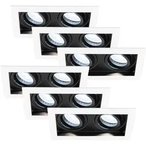 HOFTRONIC 6er-Set Durham - LED Einbaustrahler - Schwenkbar - 4 Watt 345 Lumen - 6500K tageslichtweiß - GU10 - Dimmbar - Viereckig - IP20 für Innenbereich - Weiß/Schwarz