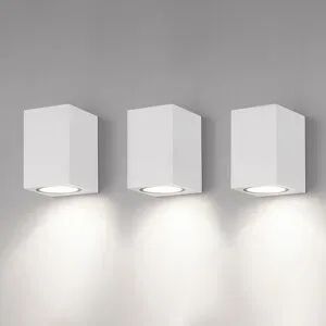 HOFTRONIC 3er Set Marion - LED Wandleuchten - 4 Watt 345 Lumen - 6500K Tageslichtweiß - GU10 - Dimmbar - IP64 Wasserdicht - Für innen und außen - Weiß