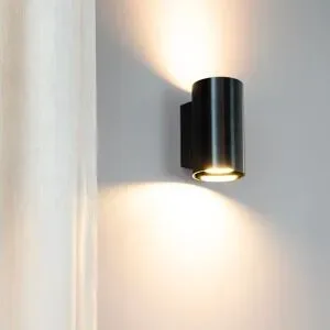 LUSENZ Giove notte nera - Zylindrische Wandleuchte mit gebürsteter schwarzer Beschichtung - Up- und Downlight