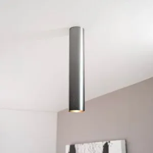 LUSENZ Canopus fero l - Zylindrischer Aufbaustrahler in gebürstetem Gunmetal-Grau