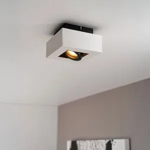 LUSENZ Pollux bianco I - Quadratische Deckenleuchte mit schwenkbarem Strahler
