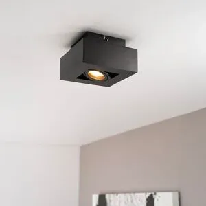 LUSENZ Pollux nero I - Quadratische Deckenleuchte mit schwenkbarem Strahler