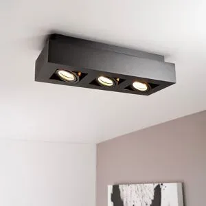 LUSENZ Pollux nero III - Rechteckige 3-flammige Deckenleuchte mit schwenkbaren Strahlern