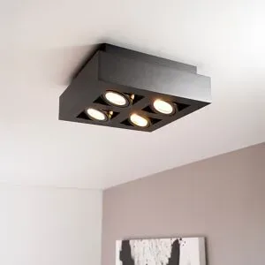 LUSENZ Pollux nero II II - Quadratische 4-flammige Deckenleuchte mit schwenkbaren Strahlern