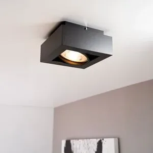 LUSENZ Castor nero I - Quadratische Deckenleuchte mit schwenkbarem Strahler