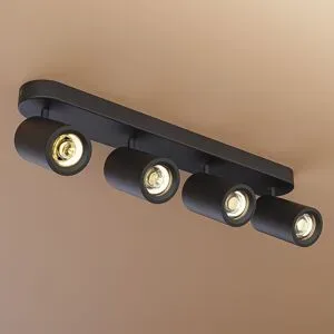 HOFTRONIC Madona - LED-Deckenleuchte - 4 Spots - ohne GU10-Fassung - schwenkbar und drehbar - rechteckig - Aluminium